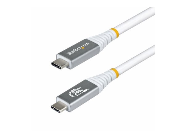 StarTech - USB-kabel - USB-C (hann) til USB-C (hann) - USB4 / Thunderbolt / DisplayPort 2.1 - 1.01 m - 4K 120 Hz støtte, 8K 60Hz støtte, utvidet ef...