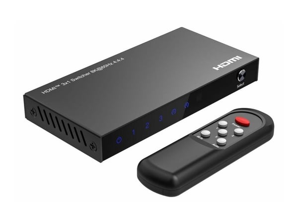 MicroConnect - Video/lyd-splitter - 8K60Hz, HDCP 2.3, with remote control - 3 x HDMI - stasjonær