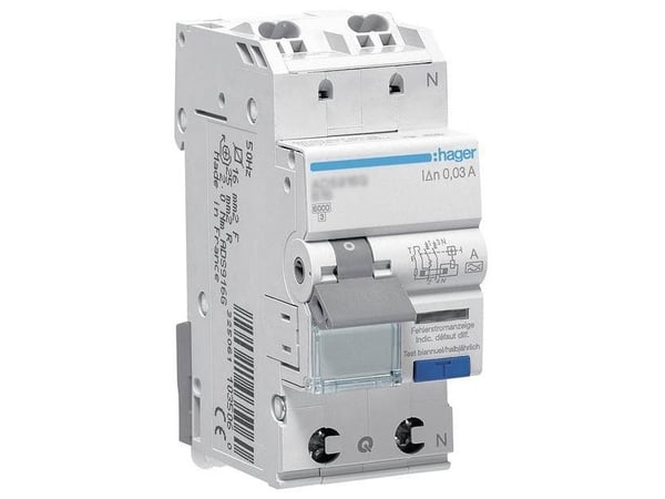 Hager FI/LS kytkin 1P+N 6kA C-13A 30mA ADS963D (ADS963D) (ADS963D)