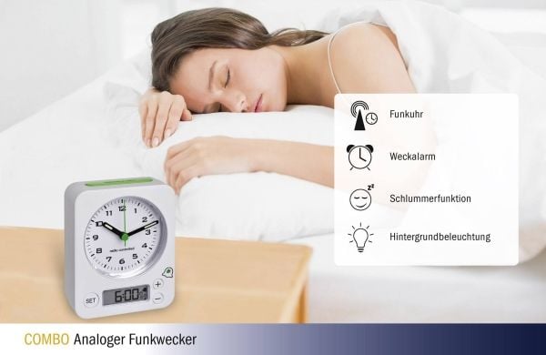 TFA Dostmann 60.1511.02 Radiohälytyskello Valkoinen fluoresoiva näyttö