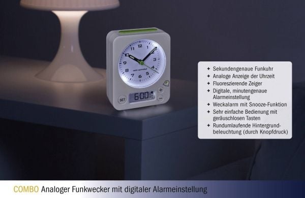 TFA Dostmann 60.1511.02 Radiohälytyskello Valkoinen fluoresoiva näyttö
