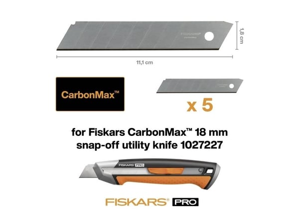 Fiskars uttrekkbare blader 18 mm CarbonMax sett med 5 (F1027232)