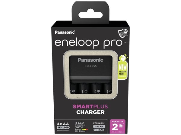 Panasonic eneloop pro smart &amp; quick K-KJ55HCD40E - 3 t akkulaturi - (4xAA, 4xAAA) 4 x AA-tyyppi - NiMH - 2500 mAh