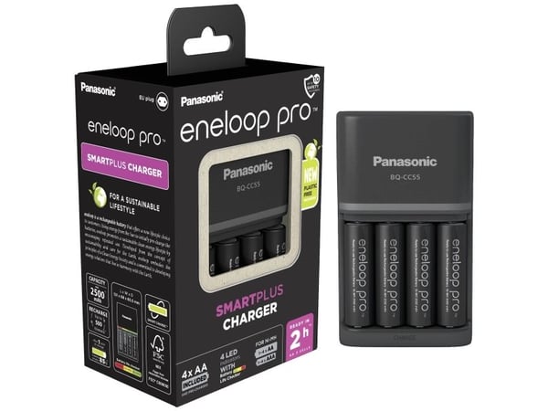 Panasonic eneloop pro smart &amp; quick K-KJ55HCD40E - 3 t akkulaturi - (4xAA, 4xAAA) 4 x AA-tyyppi - NiMH - 2500 mAh