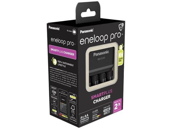 Panasonic eneloop pro smart &amp; quick K-KJ55HCD40E - 3 t akkulaturi - (4xAA, 4xAAA) 4 x AA-tyyppi - NiMH - 2500 mAh