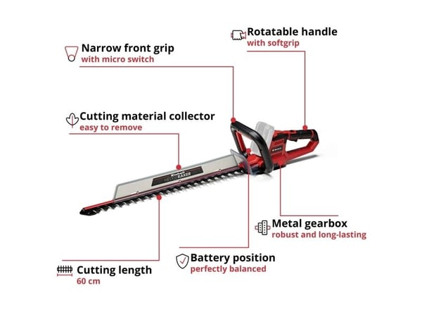 Einhell GE-CH 18/60 Li + 2,5 Ah Starter Kit Pensasleikkuri johdoton sis. akun, sis. laturin 48 W 18 V Lithium 670 mm