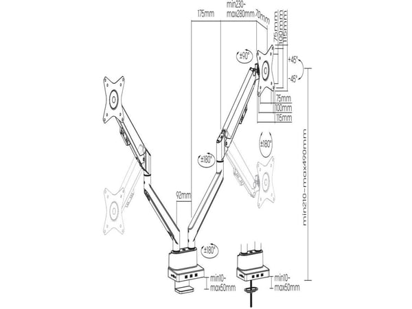 SP-TVC-600 TV-vogn 152,4 cm 152,40 cm (60") - 254,0 254,00 cm (100") uttrekkbar (SP-10446752)
