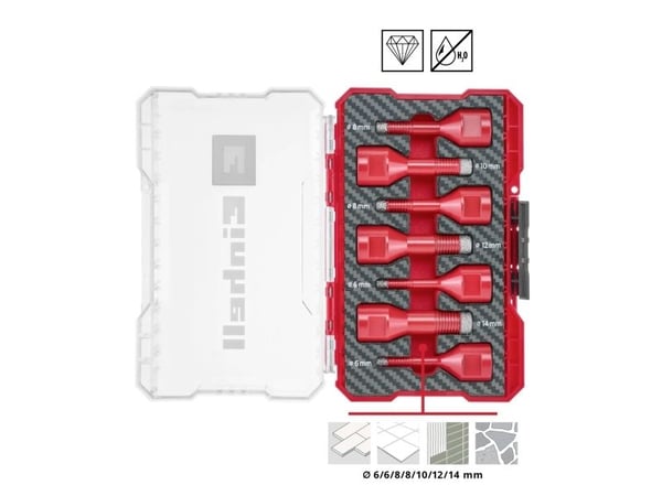 Einhell 500400 Kaakeliporanteräsarja 7 kpl 6 mm, 8 mm, 10 mm, 12 mm, 14 mm M14 1 sarja