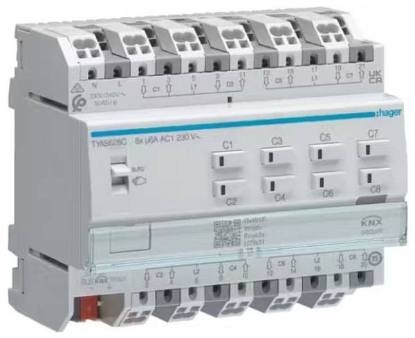 Hager Roller shutter/blind actuator TYAS628C 8-kertainen KNX 230V (TYAS628C)
