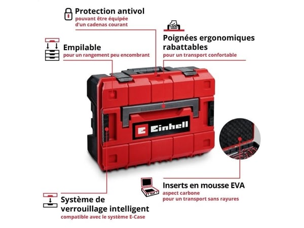 Einhell E-CASE 370570 Työkalukotelo, jossa on varusteet 80 osaa (B x K x S) 44,4 x 32,9 x 13,1 cm