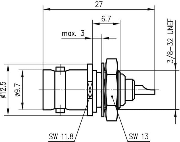 Telegärtner J01001A1219, BNC, Sort, 27 mm