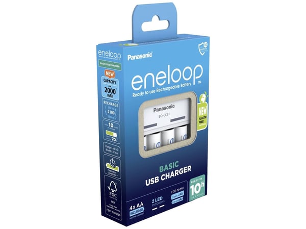 Panasonic eneloop Basic BQ-CC61 - 10t akkulaturi - (2/4xAA/AAA:lle) 4 x AA-tyyppi - NiMH - 2100 mAh