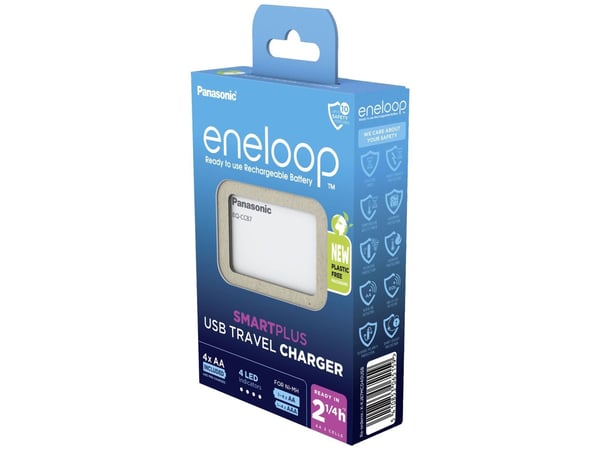 Panasonic eneloop Smart &amp; Quick BQ-CC87 - 2,25-6 h akun latauslaite - (1 - 4 AA/AAA) 4 x AA-tyyppi - NiMH - 2100 mAh (USB)