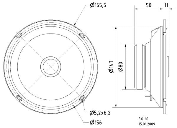 FX16WP (PARI) KOAKSIAALIKAIUTIN 16 CM 4 OHMIA