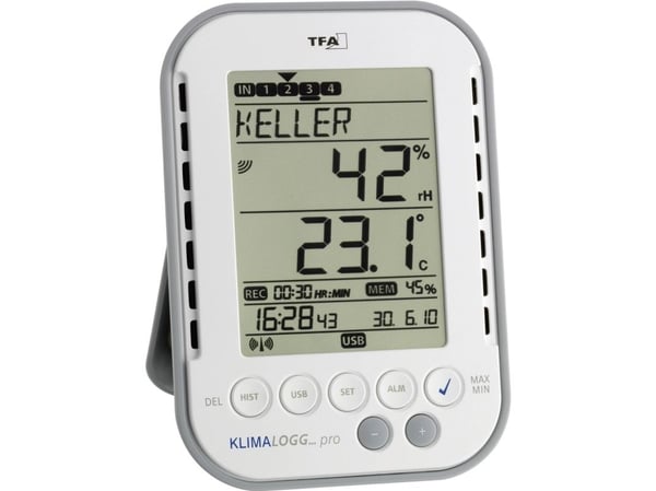 TFA Dostmann KLIMALOGG PRO Startpaket Fuktmätare (hygrometer) 1 % rH 99 % rH TFA startpaket för inomhusklimat, dataloggerfunktion