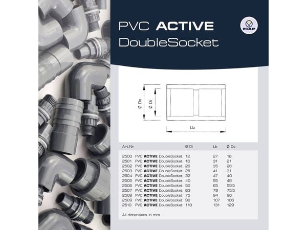 FIAP 2506 PVC dubbelt uttag (Ø) 50 mm 1 st