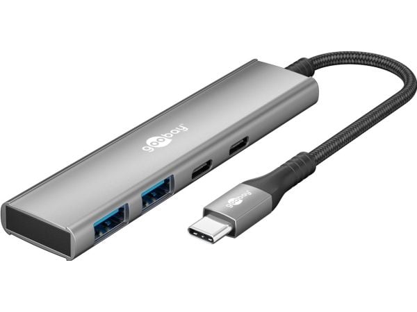 Goobay 76563, USB Type-C, USB 3.2 Gen 1 (3.1 Gen 1) Type-A, USB 3.2 Gen 1 (3.1 Gen 1) Type-C, 5000 Mbit/s, Grå, Aluminium, Plast, 0,115 m