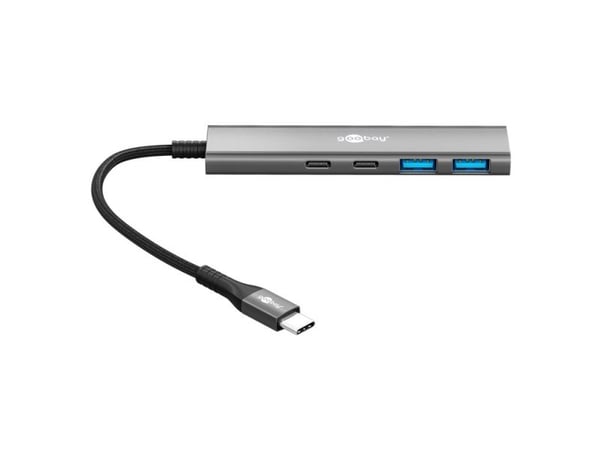 Goobay 76563, USB Type-C, USB 3.2 Gen 1 (3.1 Gen 1) Type-A, USB 3.2 Gen 1 (3.1 Gen 1) Type-C, 5000 Mbit/s, Grå, Aluminium, Plast, 0,115 m