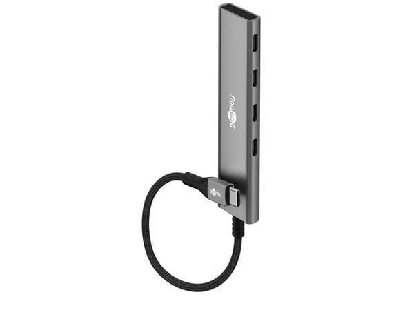 Goobay 76564, USB Type-C, USB 3.2 Gen 1 (3.1 Gen 1) Type-C, 5000 Mbit/s, Grå, Gjuten aluminium, Plast, 0,115 m