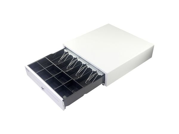 Equip 351011, Manuell og automatisk pengeskuff, Metall, Hvit, Plast, DC, 12 V