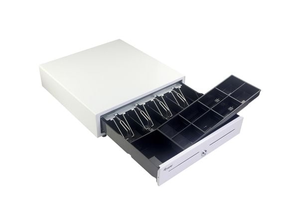 Equip 351011, Manuell og automatisk pengeskuff, Metall, Hvit, Plast, DC, 12 V