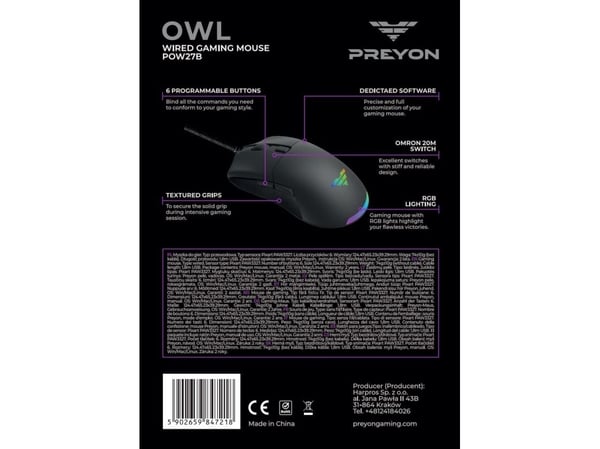 PREYON Owl Wired Gaming Mouse