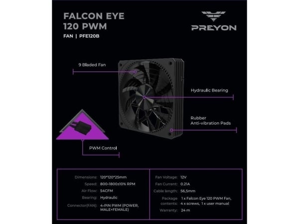 PREYON Falcon Eye PC Fan 1pc - 120 PWM