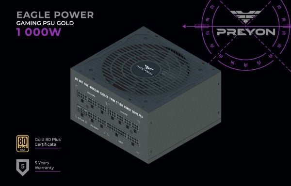 PREYON Eagle Power Gaming 80+ Gold PSU 1000W