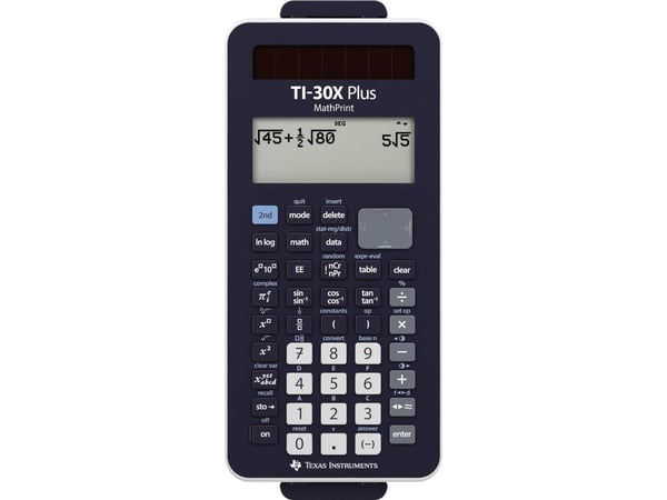 Texas Instruments TI-30X, lomme, vitenskapelig, 16 siffer, 4 linjer, batteri/solar, svart