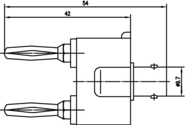 Telegärtner J01008A0620 Mätadapter BNC-uttag - Lamelstik 4 mm, Lamelstik 4 mm Svart, Silver