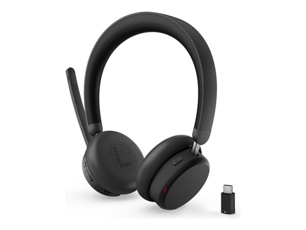Lenovo 6550 - Hodesett - on-ear - Bluetooth - trådløs - aktiv støydemping - svart - Certified for Microsoft Teams