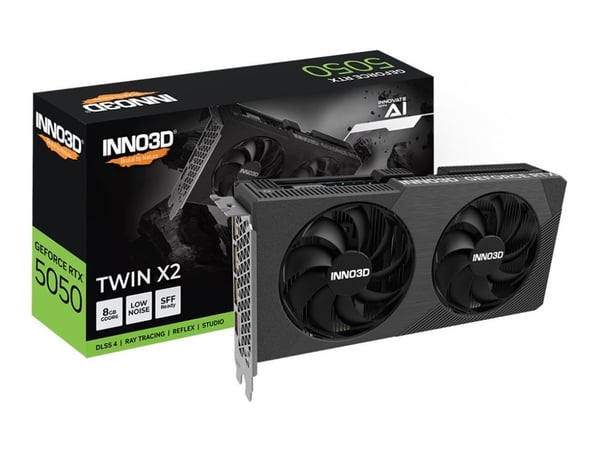 INNO3D GeForce RTX 5050 TWIN X2, GeForce RTX 5050, 8 GB, GDDR6, 128 bit, 7680 x 4320 piksler, PCI Express 5.0