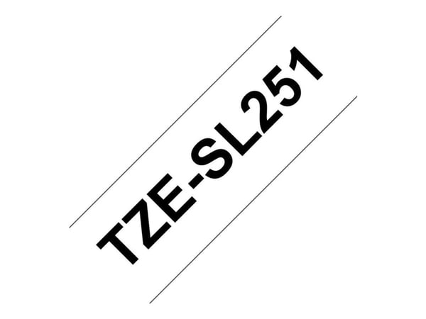 Brother TZe-SL251 - Selv-adhesiv - svart på hvitt - Rull (2,4 cm x 8 m) 1 kassett(er) laminert teip - for P-Touch PT-D800W, PT-E550WSP, PT-E550WVP