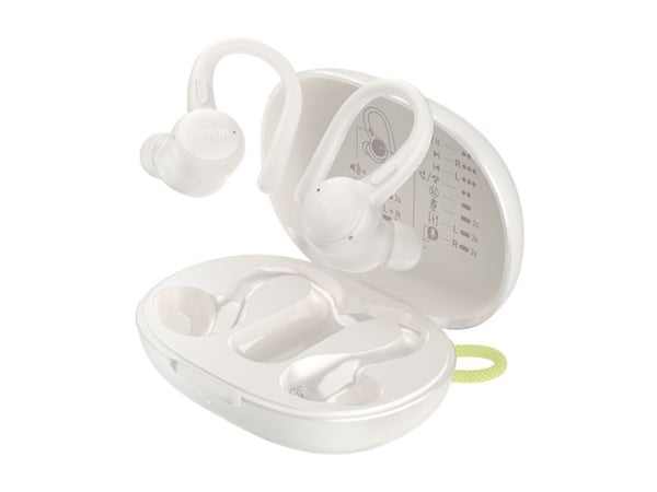 Belkin SoundForm ActiveFit - True wireless-hodetelefoner med mikrofon - ørepropp - over-øret-montering - Bluetooth - sand
