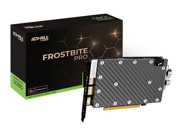 Inno3D iCHILL FROSTBITE PRO - Grafikkort - GeForce RTX 5080 - 16 GB GDDR7 - PCI Express 5.0 - HDMI, 3 x DisplayPort - uten vifte