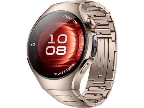 Huawei Watch 5 - 42 mm - 904L rustfritt stål - smartklokke med stropp - titan - sand gold - håndleddstørrelse: 120-190 mm - display 1.38" - Bluetoo...