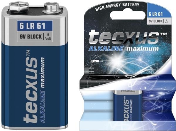 tecxus 9 Volt-Block - Batteri 9V - alkaliskt
