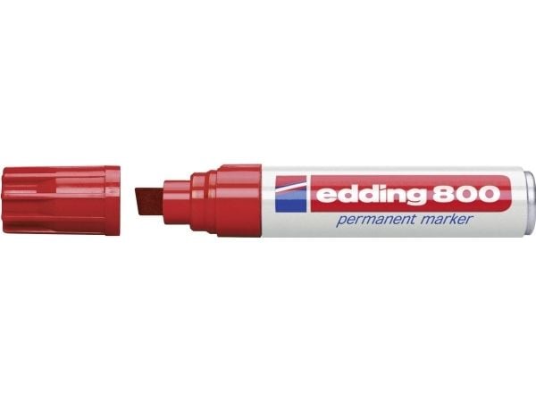 edding 800 - Markør - permanent - for glass, metall, plast - rød - 4-12 mm