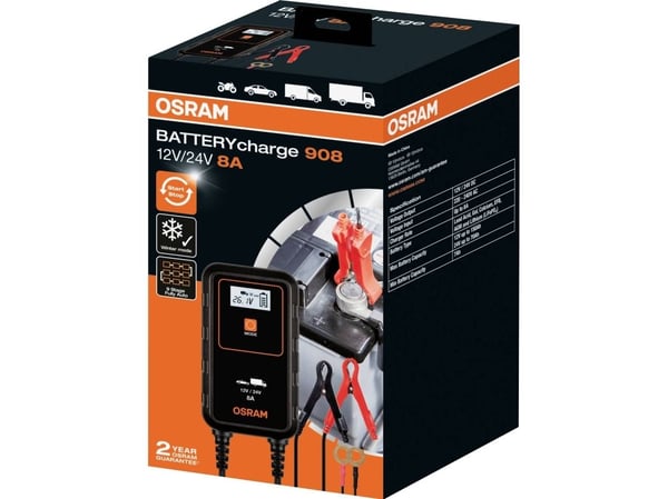 Osram BatteryCharge 908 Batterilader - 12V / 24 V - 8 A