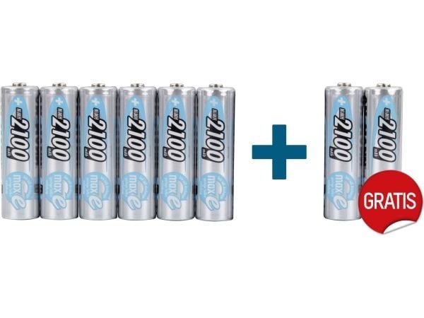 Ansmann maxE HR06 Ladattava AA-paristo NiMH 2100 mAh 1,2 V 8 kpl Ansmann maxE HR06 ladattava AA-paristo NiMH 2100 mAh 1,2 V 8 kpl