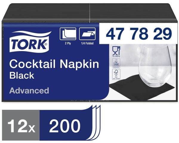 Serviet Tork Advanced 24x24 cm 2-laatikko Sort,12 kpl x 200 kpl/krt
