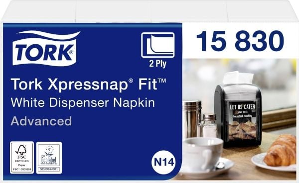 Serviet Tork Xpressnap Fit® N14 hvid 2-lag - (6 pakker x 6 bundter á 120 stk.)