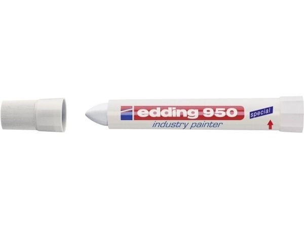 Edding 950 – Hvitt kritt – for merking på vanskelige overflater – inkludert undervannsfarge, rustent jern, tre, betong osv.