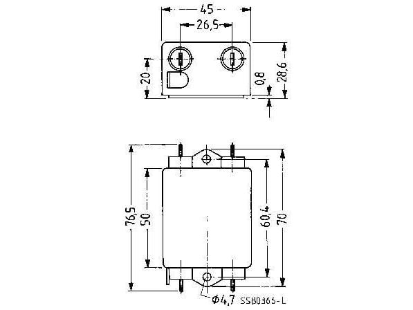 TDK B84111AB60 Bullerfilter flamskyddad 250 V/AC 6 A 1,8 mH (L x B x H) 45 x 76,5 x 28,6 mm 1 st