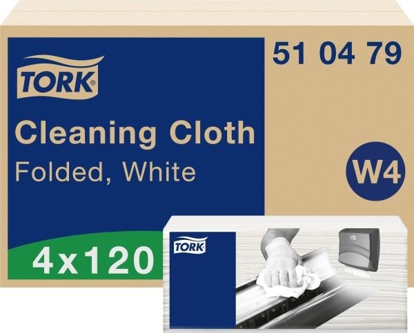 Aftørringsklud Tork W4 1-lag hvid 415x355 mm Toppak - (4 pakker x 120 stk.)