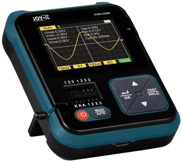 Joy-it DSO-LCR500 Oskilloskooppi, signaaligeneraattori 1 kHz - 100 kHz kolmio, pulssi, neliö, sini (LCR500)