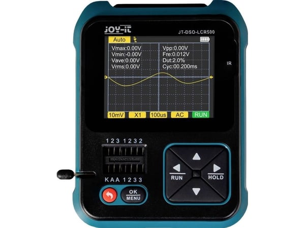Joy-it DSO-LCR500 oscilloskop, signalgenerator 1 kHz - 100 kHz trekant, puls, kvadrat, sinus (LCR500)