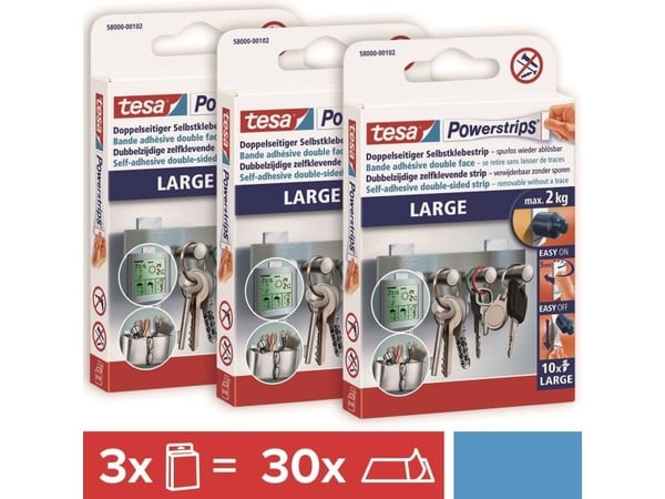 tesa POWERSTRIPS® Large Olika monteringsmaterial Vit