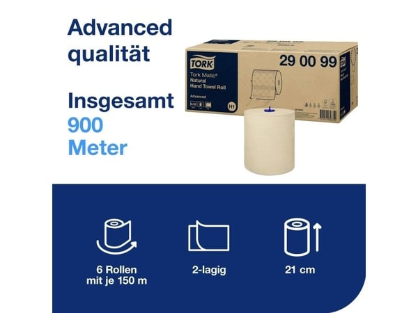Håndklær Tork Matic H1 Advanced natur 2-lags - (6 ruller/kartong)