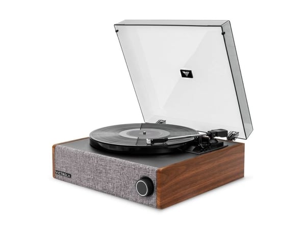 Victrola Eastwood LP, Beltedrevet platespiller, Grå, Valnøtt, MDF, Plast, 33 1/3,45,78 RPM, 33 1/3,45,78 RPM, 352 mm